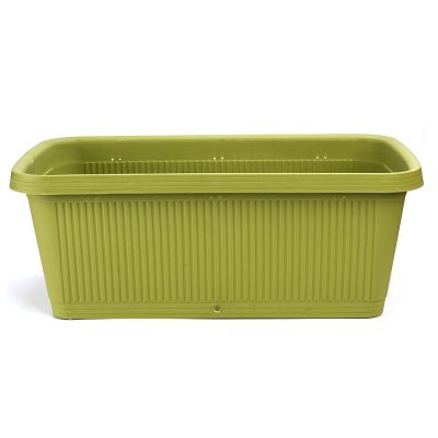 Customized green rectangular plastic flowerpot (1)