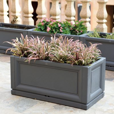 Grey outdoor plastic rectangular flowerpot (4)