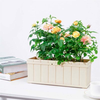 Hollow out rectangular plastic flowerpot (1)