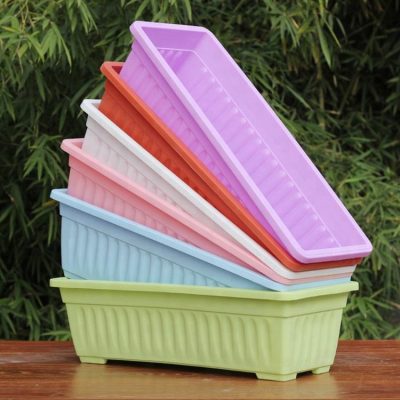 Rectangular plastic flowerpot for home decoration (6)